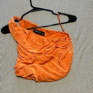 One shoulder orange top